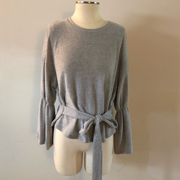 Mustard Seed Sweaters - Mustard seed bell sleeve tie waist knit top Mustard Seed Sweaters - Mustard seed bell sleeve tie waist knit top